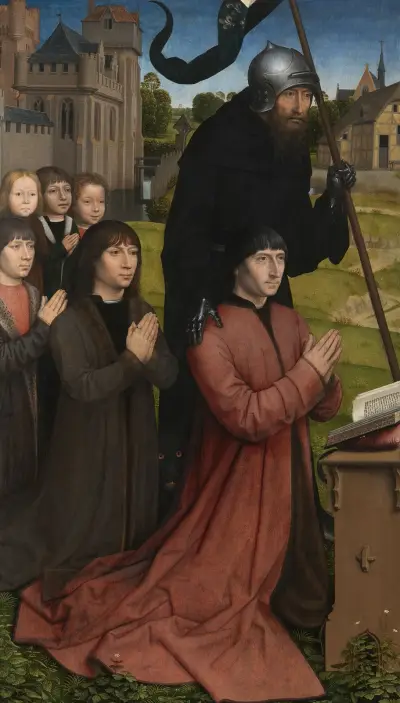 Willem Moreel se svými syny a patronem, Hans Memling