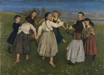 Děti tančící v kruhu, Hans Thoma