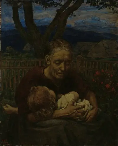 Matka a dítě v zahradě, Hans Thoma