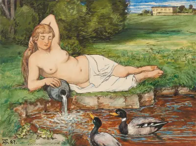 Nymfa u potoka, Hans Thoma