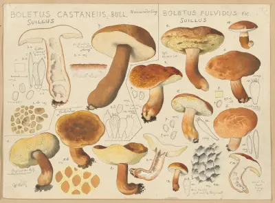 Boletus castaneus, Boletus fulvidus av Hans Walty