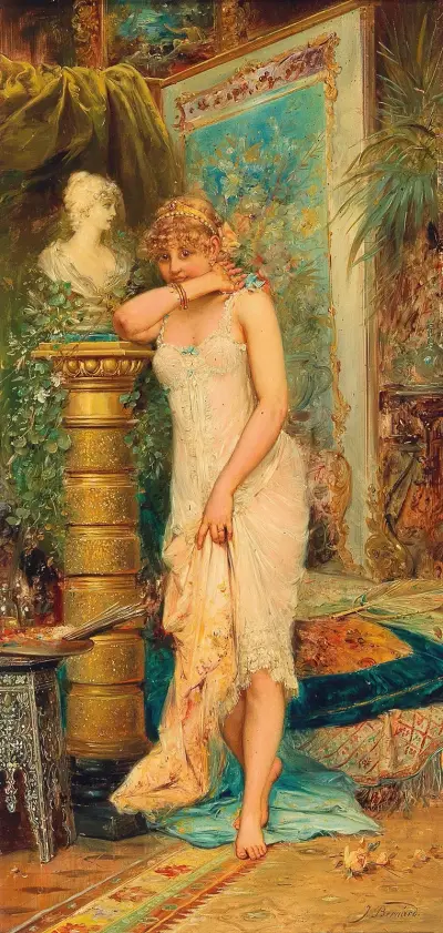 Im Atelier, das schüchterne Modell von Hans Zatzka