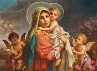 Madonna mit Kind und Putten von Hans Zatzka
