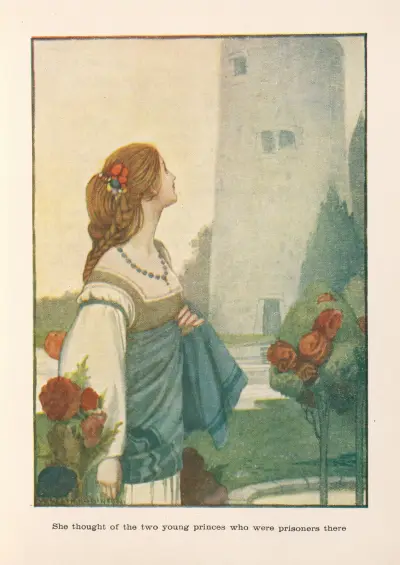 Emelia; She thought of the two young princes who were prisoners there av William Heath Robinson