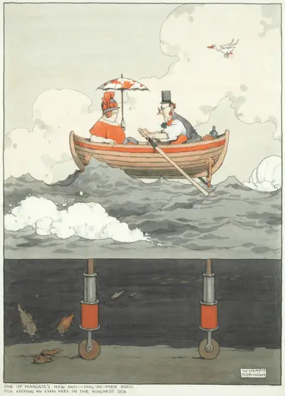 ‘One of Margate’s New Anti-Mal-de-Mer Boats for Keeping an Even Keel in the Roughest Sea’ av William Heath Robinson