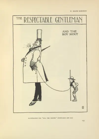 The respectable gentleman and the boy scout – Bill the minder av William Heath Robinson