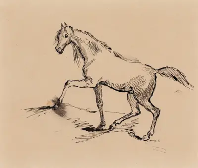 Hevonen, luonnos, Helene Schjerfbeck