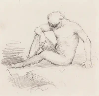 Istuva alaston mies, Helene Schjerfbeck