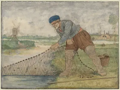 Rybář vytahující síť, Hendrick Avercamp