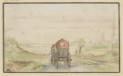 Cesta s červeným vozem, Hendrick Avercamp