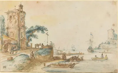 Scéna s věží vlevo, Hendrick Avercamp