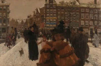 The Singel Bridge at the Paleisstraat in Amsterdam av George Hendrik Breitner