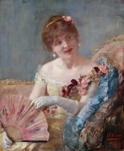 Femme à l’éventail (Portrait de Réjane) von Henri Gervex