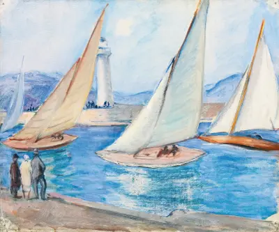 Départ De Régates Dans Le Midi, St. Tropez av Henri Lebasque