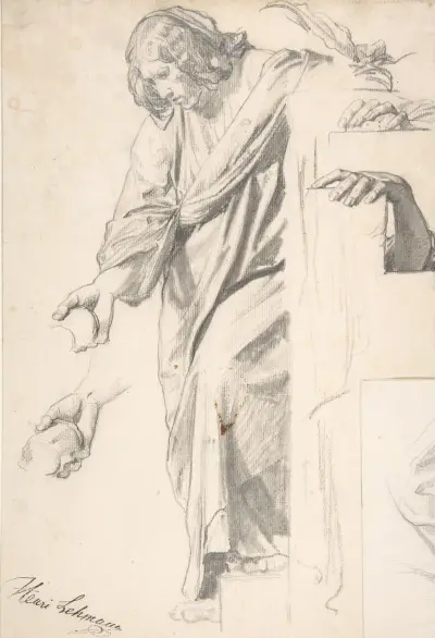 Standing Draped Female Figure von Henri Lehmann