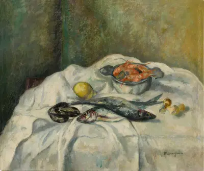 Heringe und Garnelen von Henri Manguin