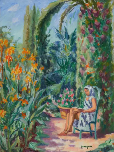 Odette im Garten des Oustalet von Henri Manguin