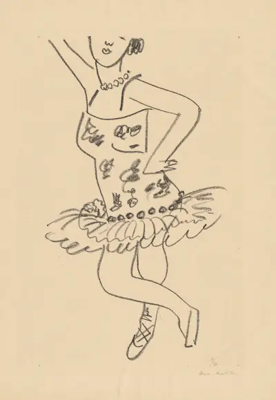 Danseuse cambrée au visage coupé av Henri Matisse