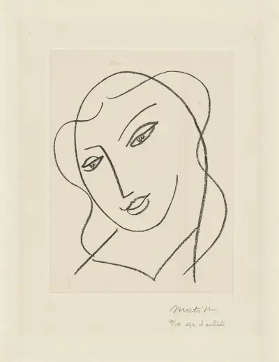 Studium do Dziewicy „Głowa w welonie” – do kaplicy w Vence, 1950 – Nr. 4, Henri Matisse