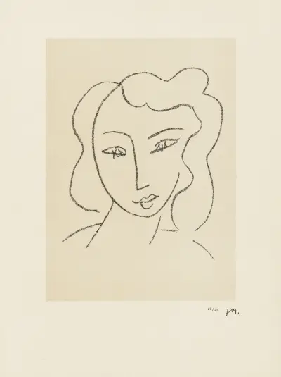 Studie für die Jungfrau ‚Verschleierter Kopf‘ – für die Kapelle von Vence, 1950 – Nr. 1 von Henri Matisse