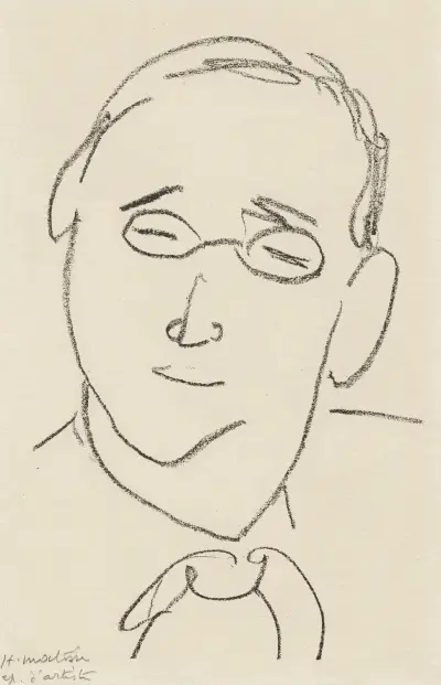 Études pour le frontispice de ‘Choix de pages de Paul Léautaud’ Pl.10 av Henri Matisse