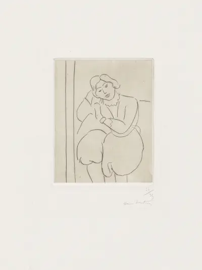 Figure assise, la tête appuyée sur la main droite av Henri Matisse