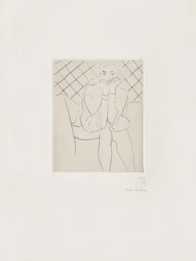 Figure assise mains au menton av Henri Matisse