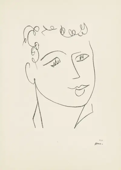 Jeune étudiante – suite d’études pour ‘Echos’, 1952 – nr 2 av Henri Matisse