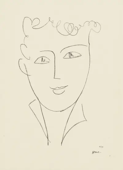 Jeune étudiante – suite d’études pour ‘Echos’, 1952 – nr 4 av Henri Matisse