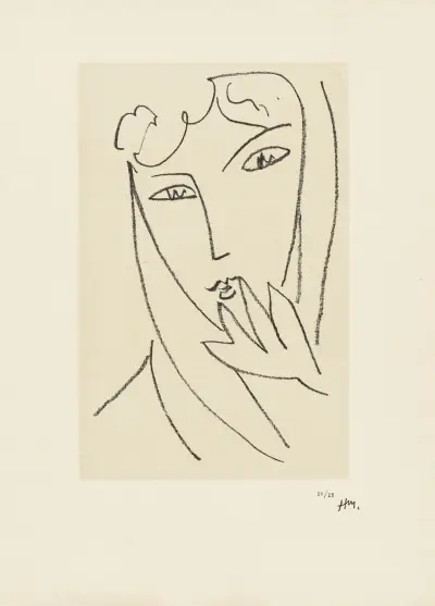Jeune femme au foulard – suite d’études pour ‘Echos’, 1952 – nr 3 av Henri Matisse