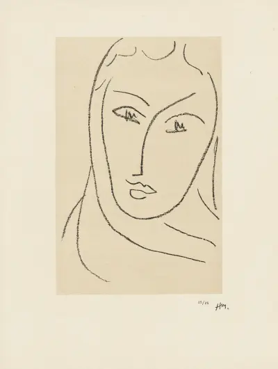Jeune femme au foulard – suite d’études pour ‘Echos’, 1952 – nr 1 av Henri Matisse