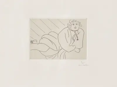 Jeune femme, la cordelière de son peignoir en collier av Henri Matisse