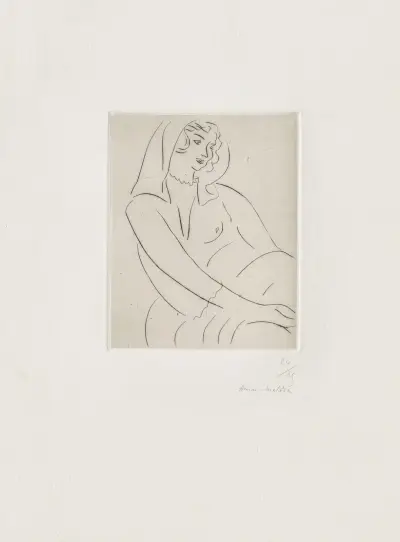 Jeune femme, voile sur la tête av Henri Matisse