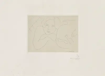 Jeune fille rêvant près d’un bocal de poissons av Henri Matisse