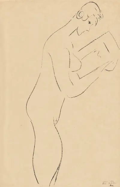 La lecture, nu de profil av Henri Matisse