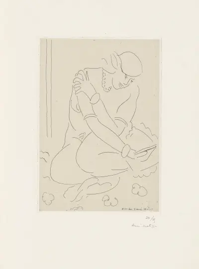 Nu accroupi, main sur l’épaule av Henri Matisse