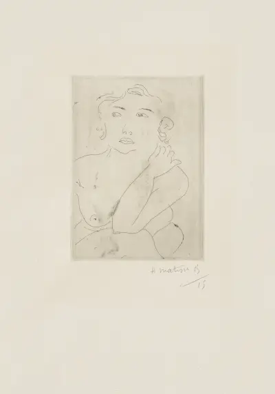 Nu assis, bras gauche replié vers la nuque av Henri Matisse