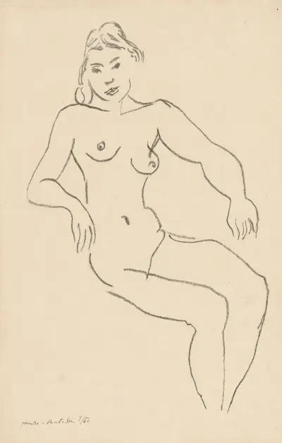 Nu assis, chevelure foncée av Henri Matisse