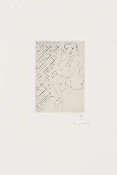 Nu assis, fond de carreaux étoilés av Henri Matisse