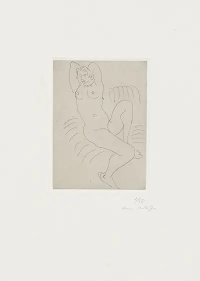 Nu au fauteuil rayé av Henri Matisse