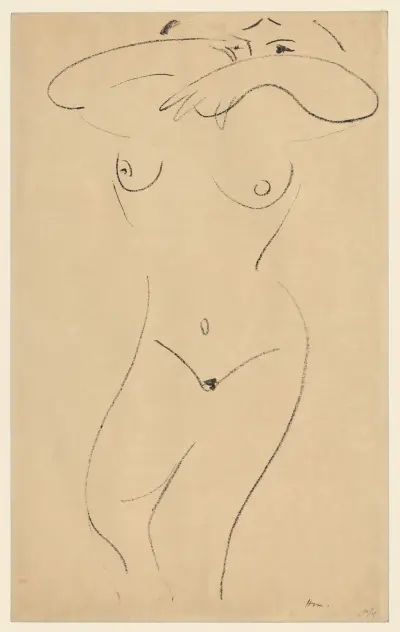 Nu mi-allongé, bras repliés vers les yeux av Henri Matisse