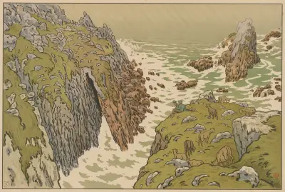 Aspects of Nature; The Cliff av Henri Rivière