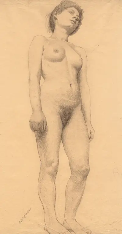 Standing Female Nude (probably 1878-79) av Otto Henry Bacher