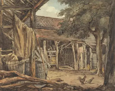 A Farmyard av William Henry Hunt