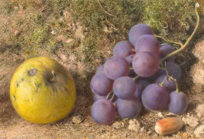 Apple, Grapes and a Cob-Nut av William Henry Hunt
