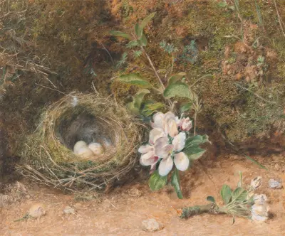 Bird’s Nest with Sprays of Apple Blossoms av William Henry Hunt