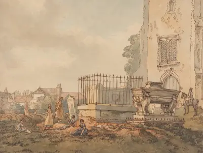 Bushey Churchyard with the Tombs of Edridge, Hearne and H. Monro av William Henry Hunt