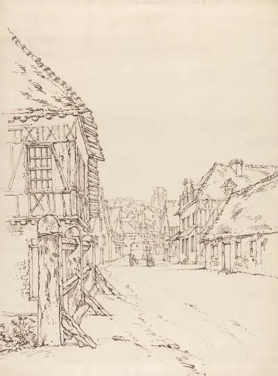 View of a Street in a French Town av William Henry Hunt
