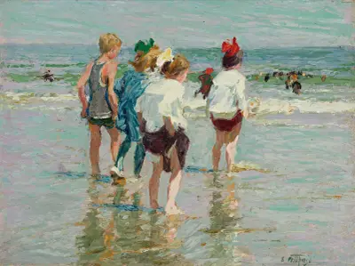 Summer Day, Brighton Beach av Edward Henry Potthast