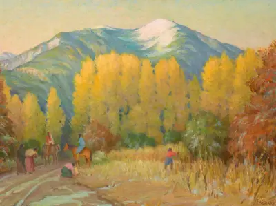 Old Road to the Pueblo of Taos—Afterglow av Joseph Henry Sharp